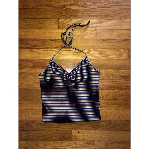 Full Tilt Brand Striped Halter Tank Top - Picture 2 of 4